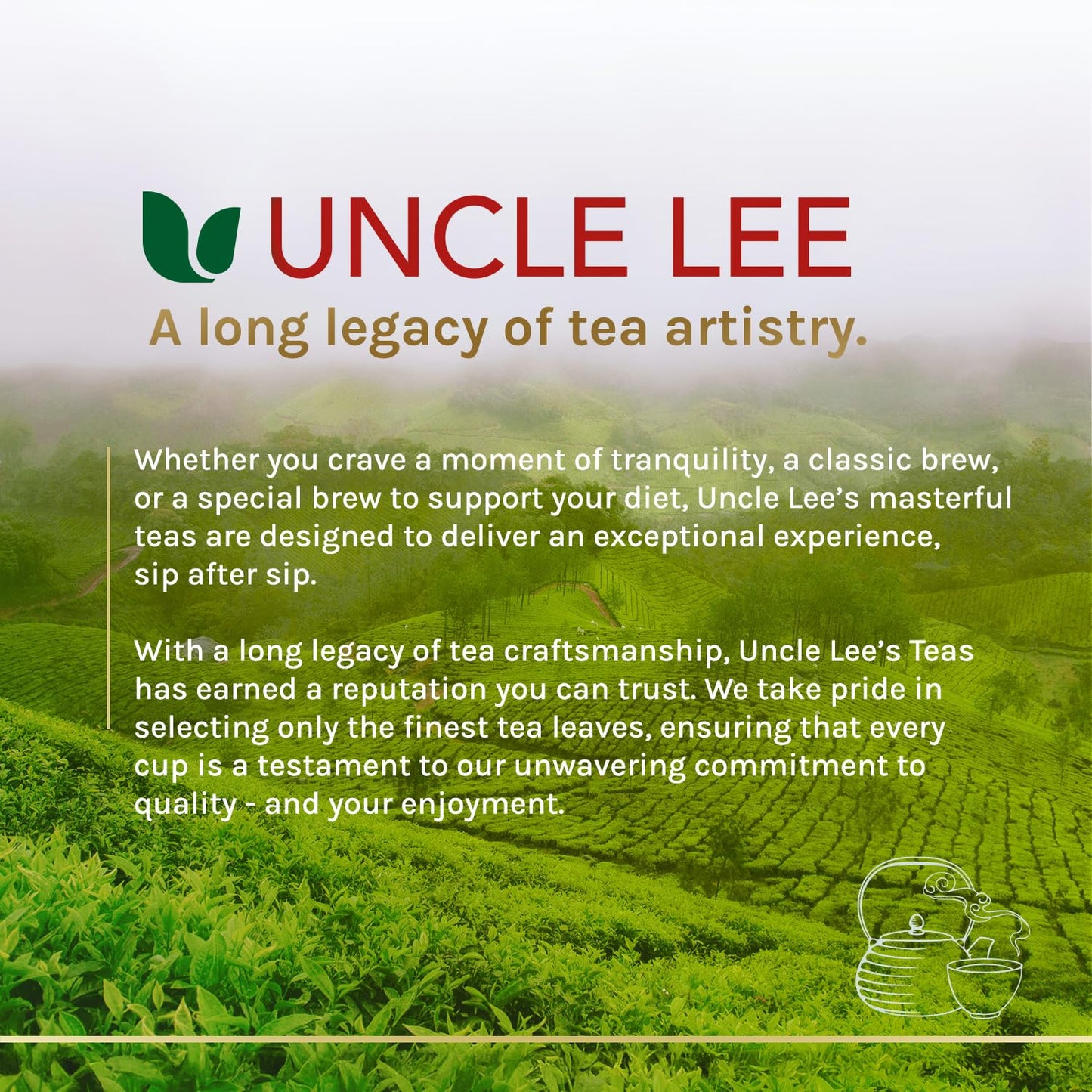 Uncle Lee's Organic Matcha Green Tea Bags – Elegant Holiday Gift for Her, the Mindful Tea Drinker