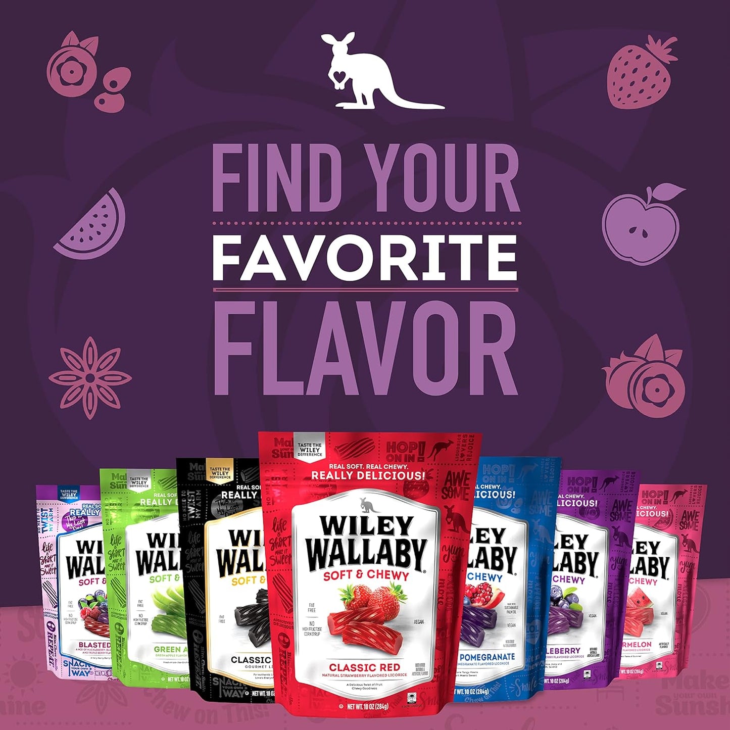 Wiley Wallaby Licorice 10 Ounce Classic Gourmet Soft & Chewy Australian Blasted Berry Candy Twists – Durable Resealable Bag for Car Cup Holders and Hiking Snacks