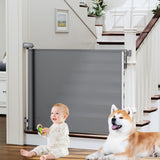 probebi Retractable Child Safety Gate for Stairways – 54" Wide Self-Locking Mesh Barrier, No Trip Hazard
