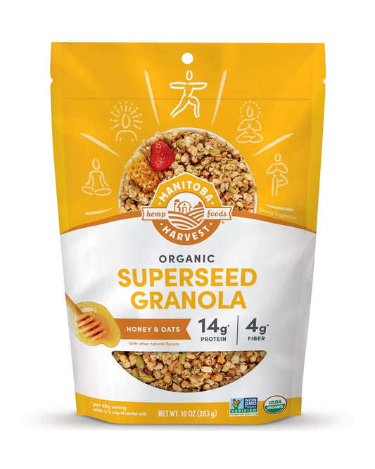 10 g of protein per serving from hemp hearts, chia, quinoa, and pumpkin seeds