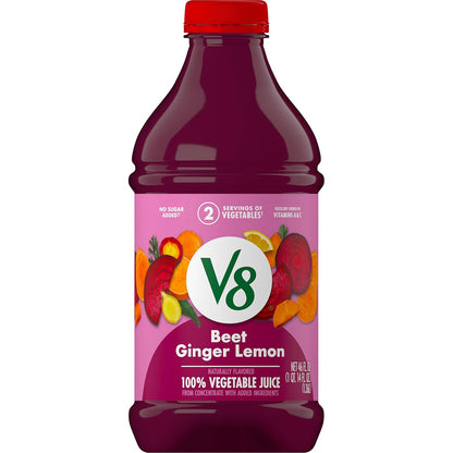 100% vegetable juice with concentrated beet, sweet potato, and carrot juice base