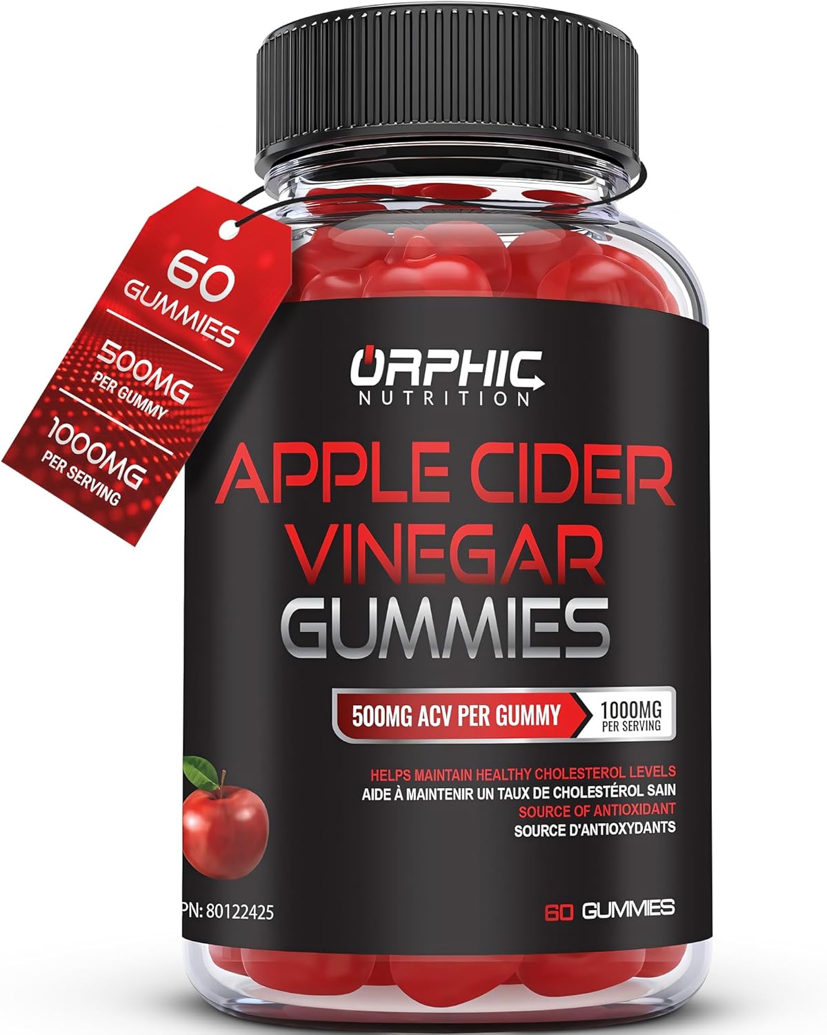 1000mg apple cider vinegar with the mother per 2-gummy serving
