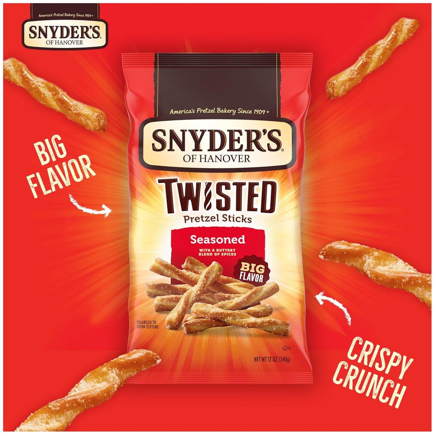 12 oz resealable-style bag sized for sharing or solo extended snacking