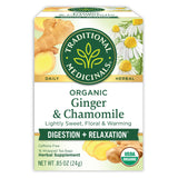 Traditional Medicinals Ginger & Chamomile Caffeine-Free Tea – Less-Is-More Wellness Ritual in a Single Sachet, 16 Bags
