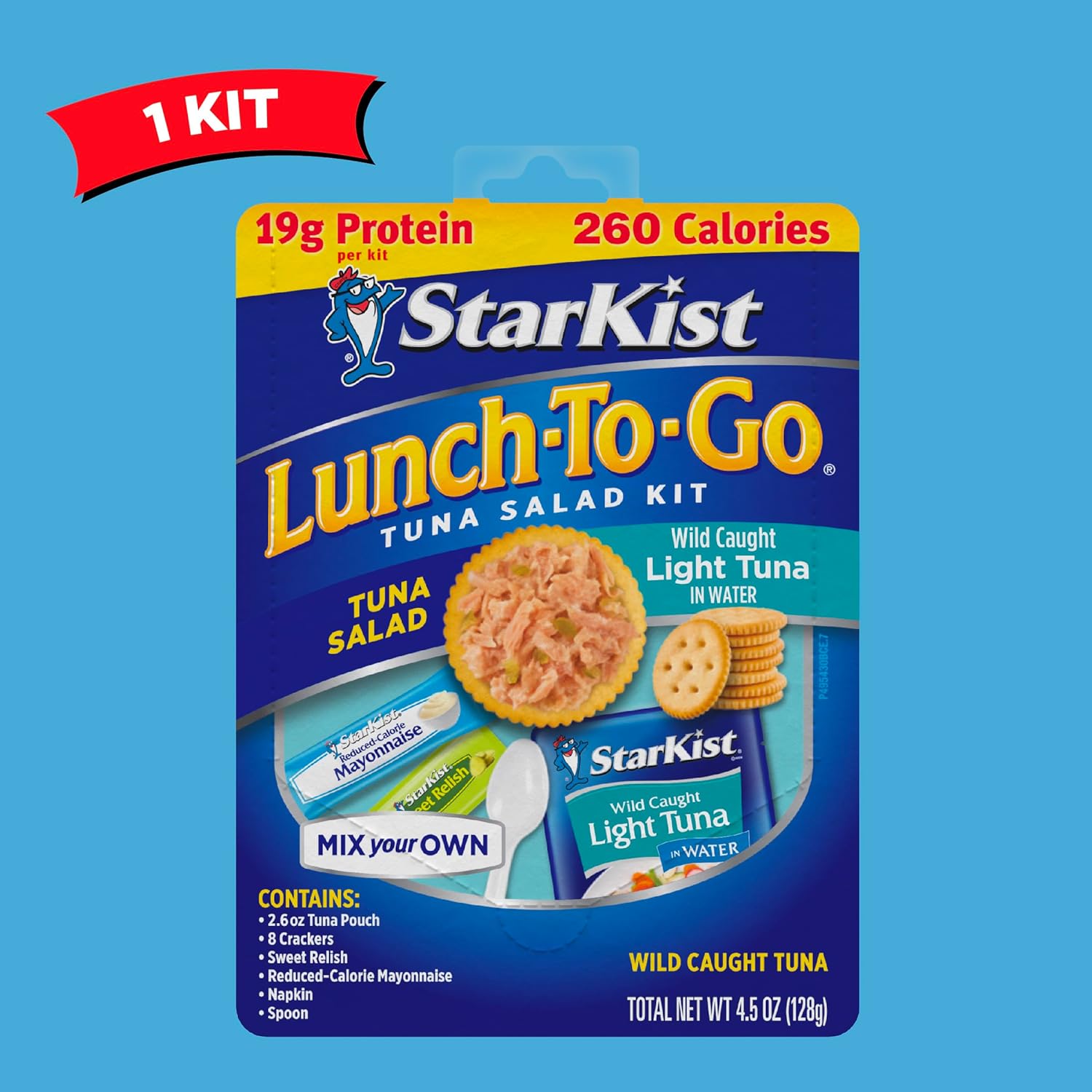 18g of protein per kit from tuna (natural source of omega-3s)