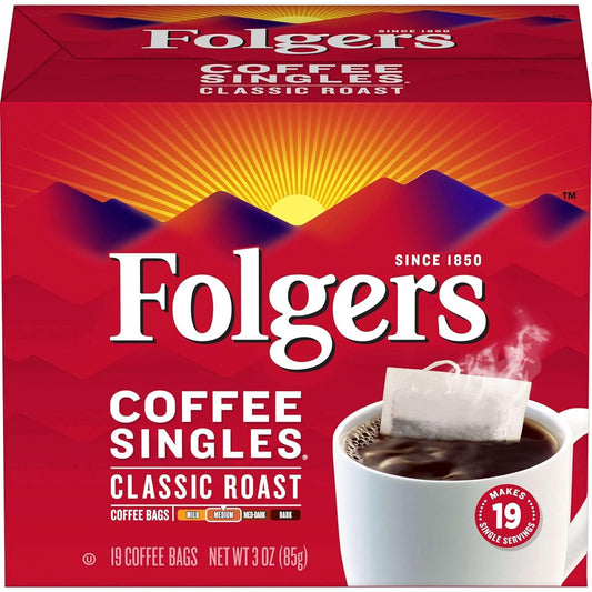 19 single-serve coffee filter bags per box, each pre-measured for one cup