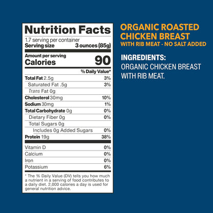 19g protein per 3oz serving, no fillers, starches, or added liquids