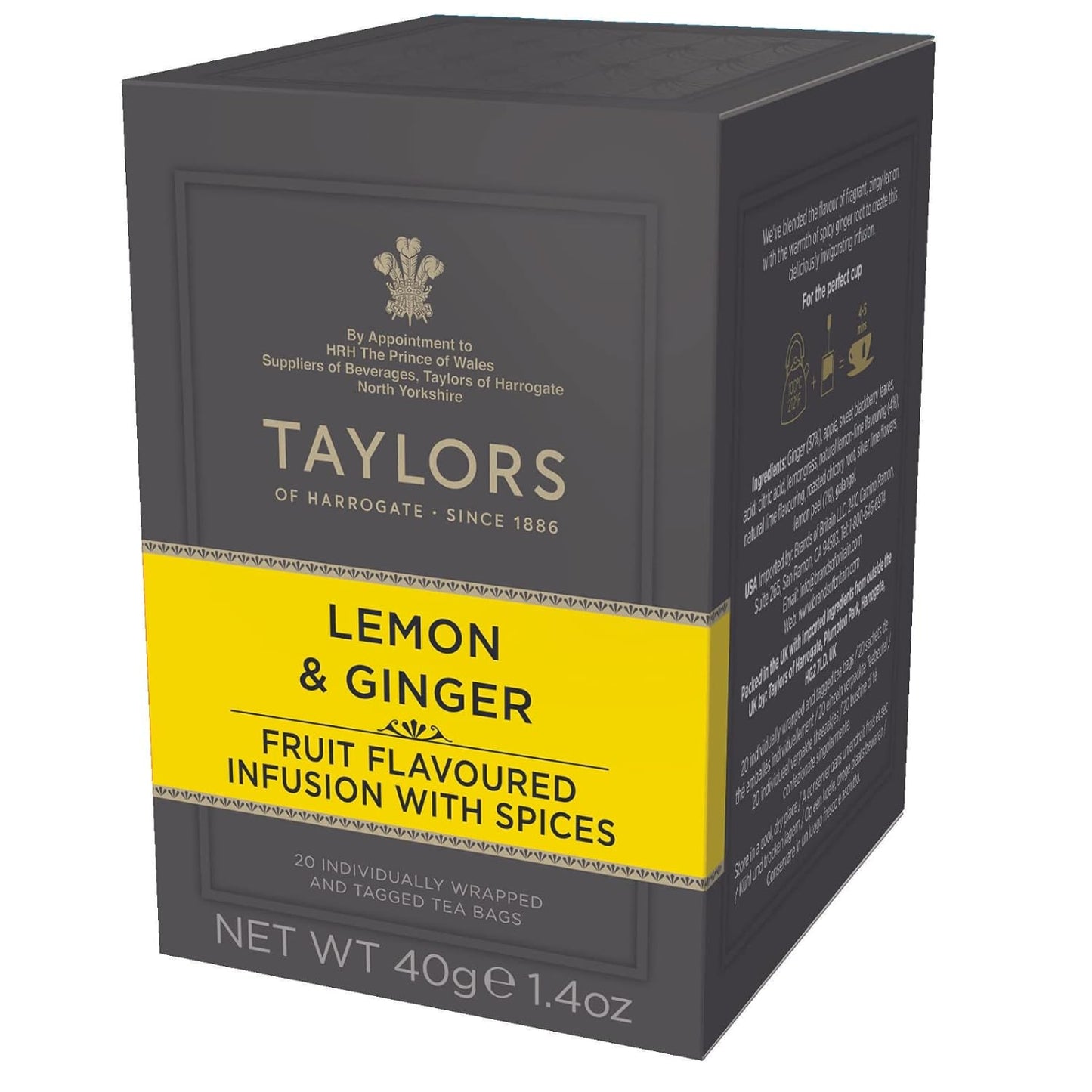 20-count box of individually wrapped and tagged tea bags (also available in 50-count)