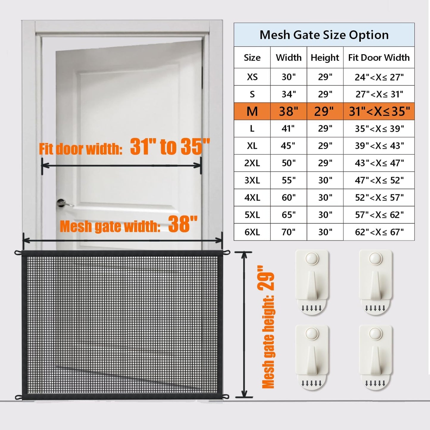 29–30 inch height in 9 width variants (30"–70") plus pack-of-1 and pack-of-2 options