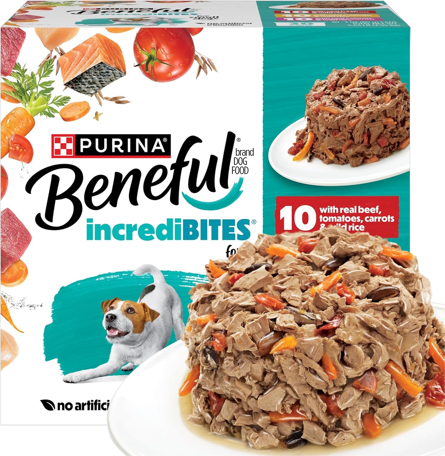 30-can variety pack containing beef, chicken, and salmon recipes in 3 oz cans