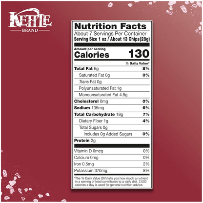 30% less fat than regular kettle brand sea salt & vinegar chips