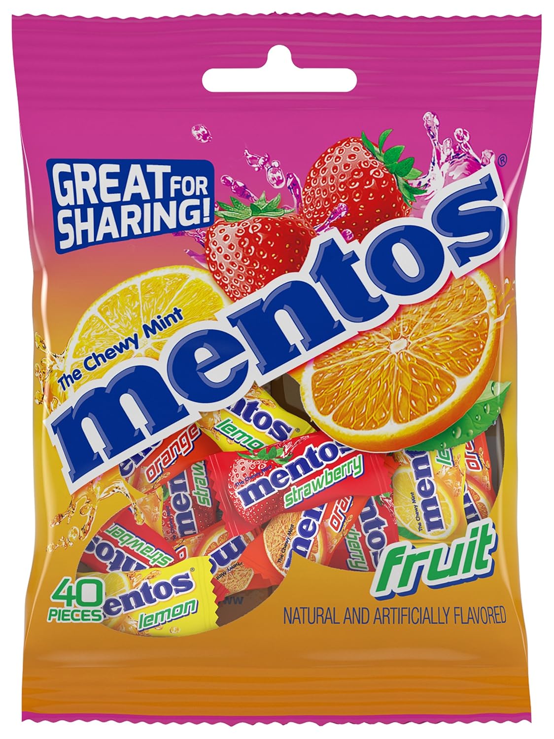 40 individually wrapped chewy mint rolls in one bulk peg bag