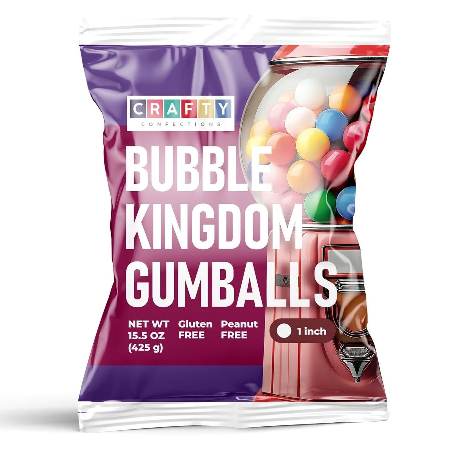 50 gumballs per pack totaling 15 ounces for bulk party use