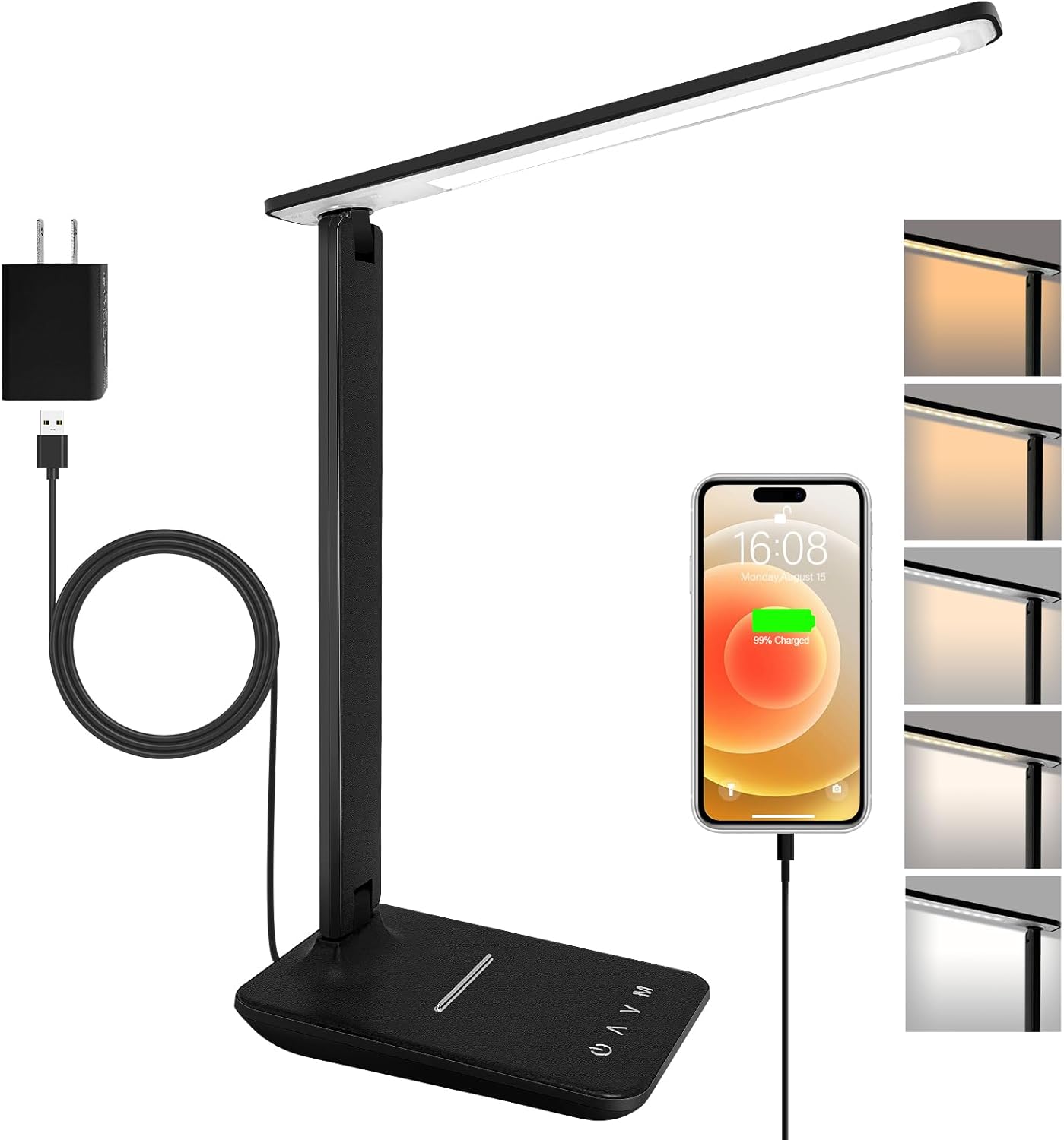 5v/1a built-in usb charging port on the lamp base