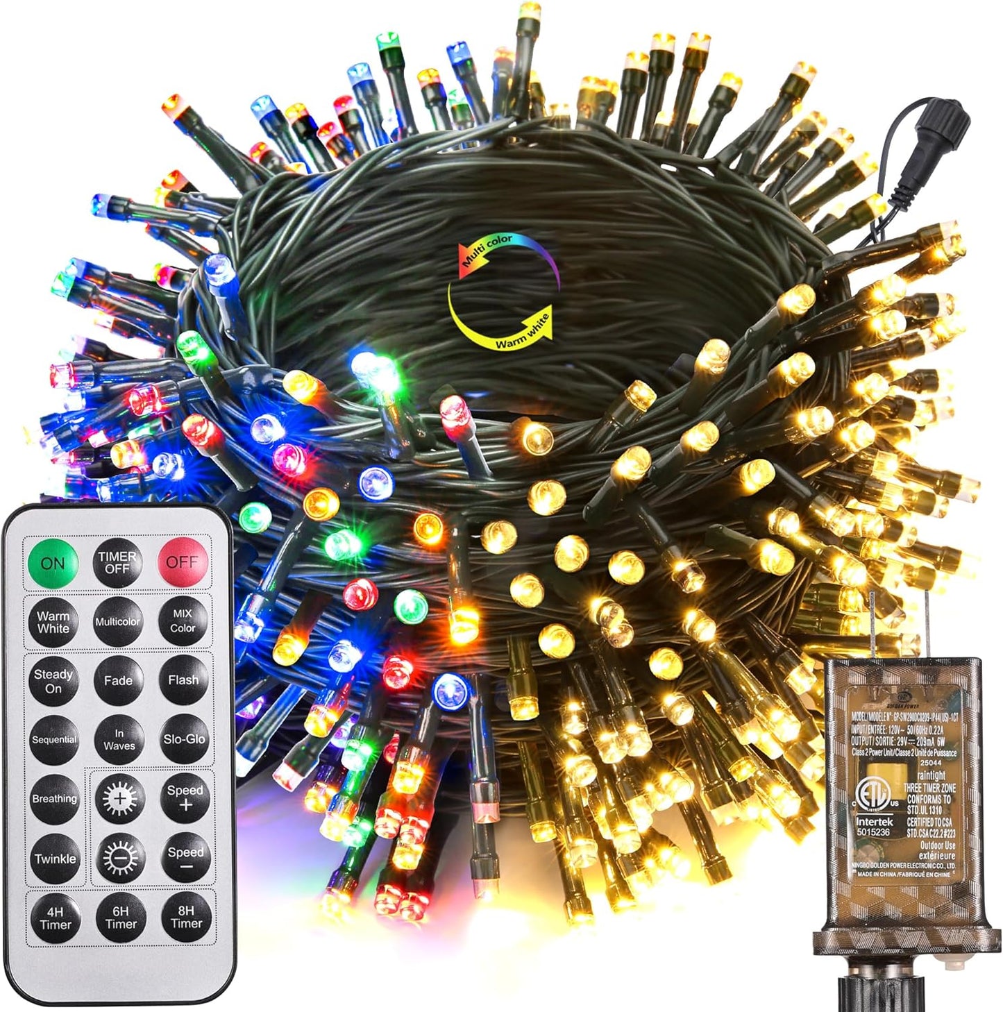 66 ft strand with 200 leds (300 led variant also available) on copper wire