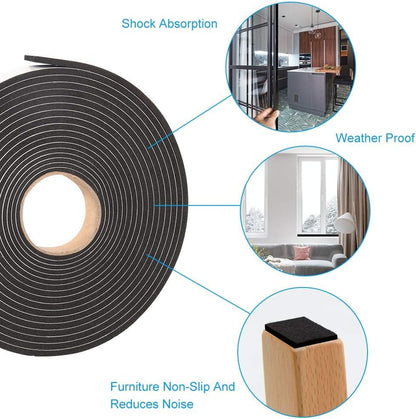 Adhesive Foam Seal Tape – Neutral Black Gap Filler for Less-Is-More Homes, No Tools Needed for Installation