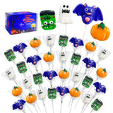 Allergen Free Halloween Lollipops for Children with Sensitive Tummies, Individually Wrapped Monster Shaped Suckers 42 Pack for Trick or Treat and Birthday Loot Bags