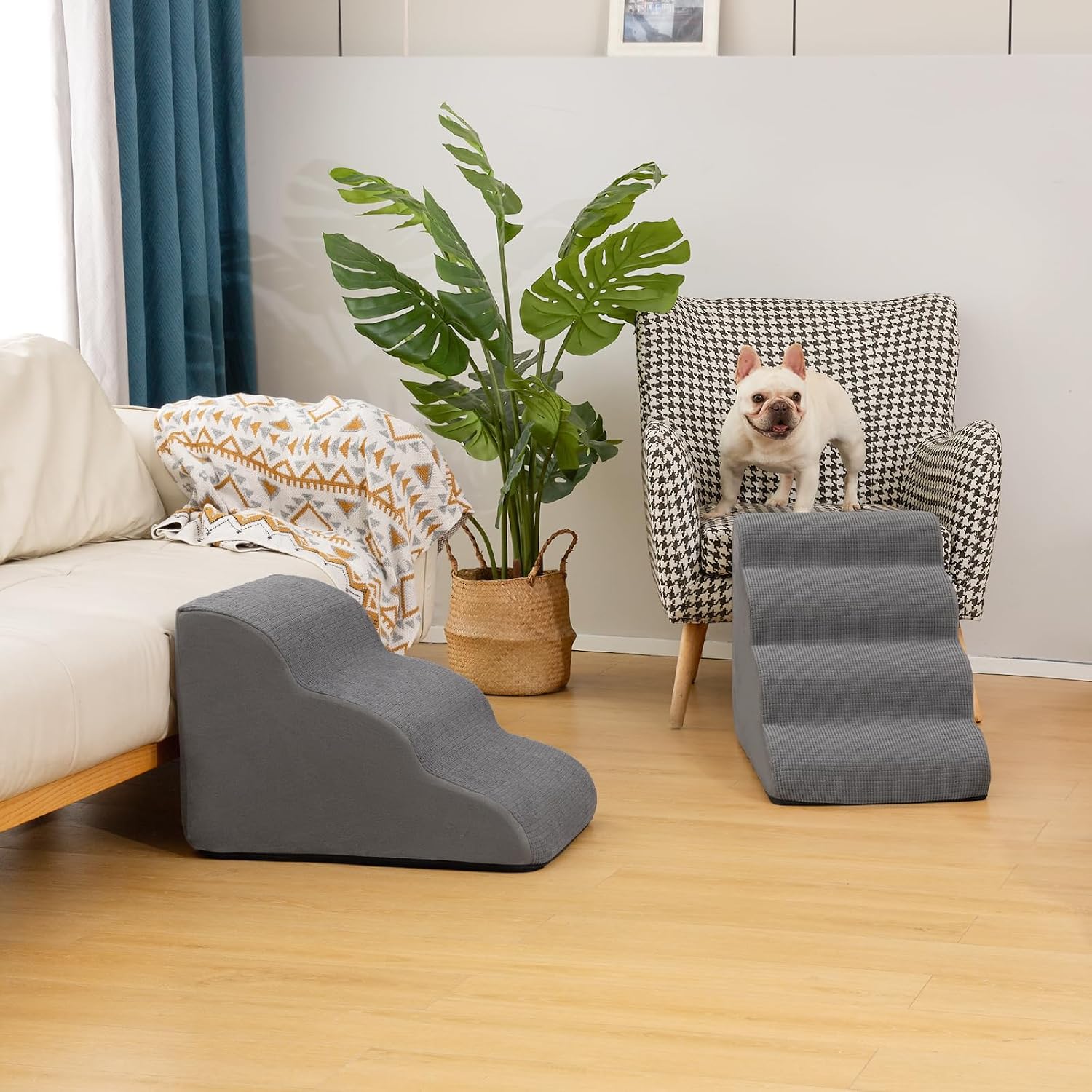 Aodisman Kid-Friendly Dog Stairs – Soft Corduroy Steps with No Hard Edges for Playrooms