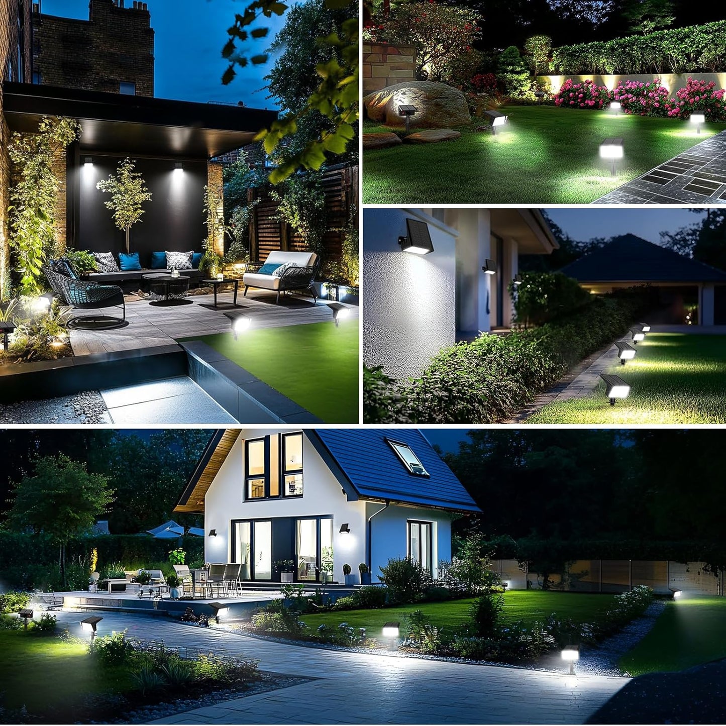 Aogek Solar Landscape Spot Lights for Open-Air Patio and Walkway Use — 700 Lumen Dusk-to-Dawn Auto On/Off, 4 Pack