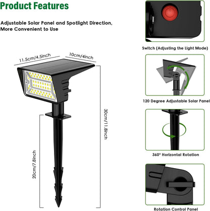 Aogek Solar Landscape Spot Lights for Open-Air Patio and Walkway Use — 700 Lumen Dusk-to-Dawn Auto On/Off, 4 Pack