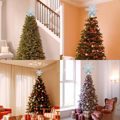 Aurora Glow Smokeless Holiday Tree Top – Cool-Running LED Snowflake Light for Worry-Free Indoor Use