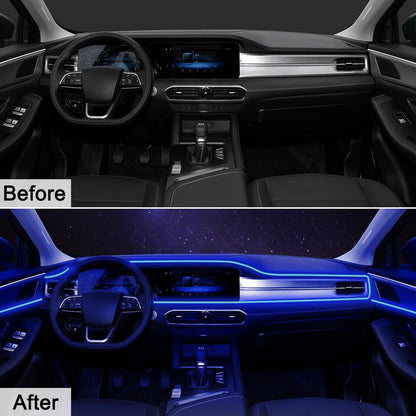AuroraDrive 5 in 1 RGB Elite Car Interior LED Kit with 236in Fiber Optic – Sophisticated Accent Lighting for Premium Sedan Owners