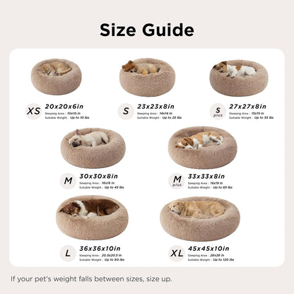 Bedsure Calming Round Pet Bed Donut – Non-Toxic Washable Pet Bed with Anti-Slip Base, 30 inch Safe Nest for Dogs and Cats