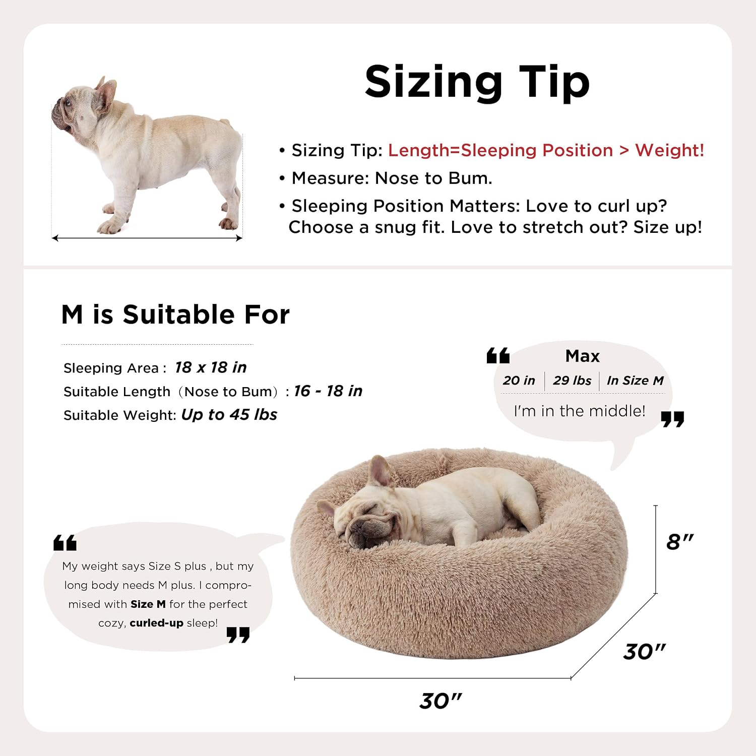 Bedsure Calming Round Pet Bed Donut – Non-Toxic Washable Pet Bed with Anti-Slip Base, 30 inch Safe Nest for Dogs and Cats