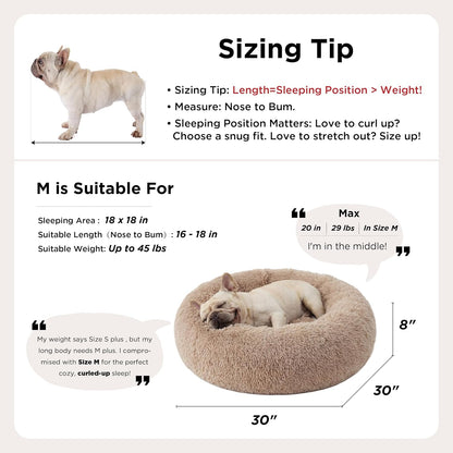 Bedsure Calming Round Pet Bed Donut – Non-Toxic Washable Pet Bed with Anti-Slip Base, 30 inch Safe Nest for Dogs and Cats