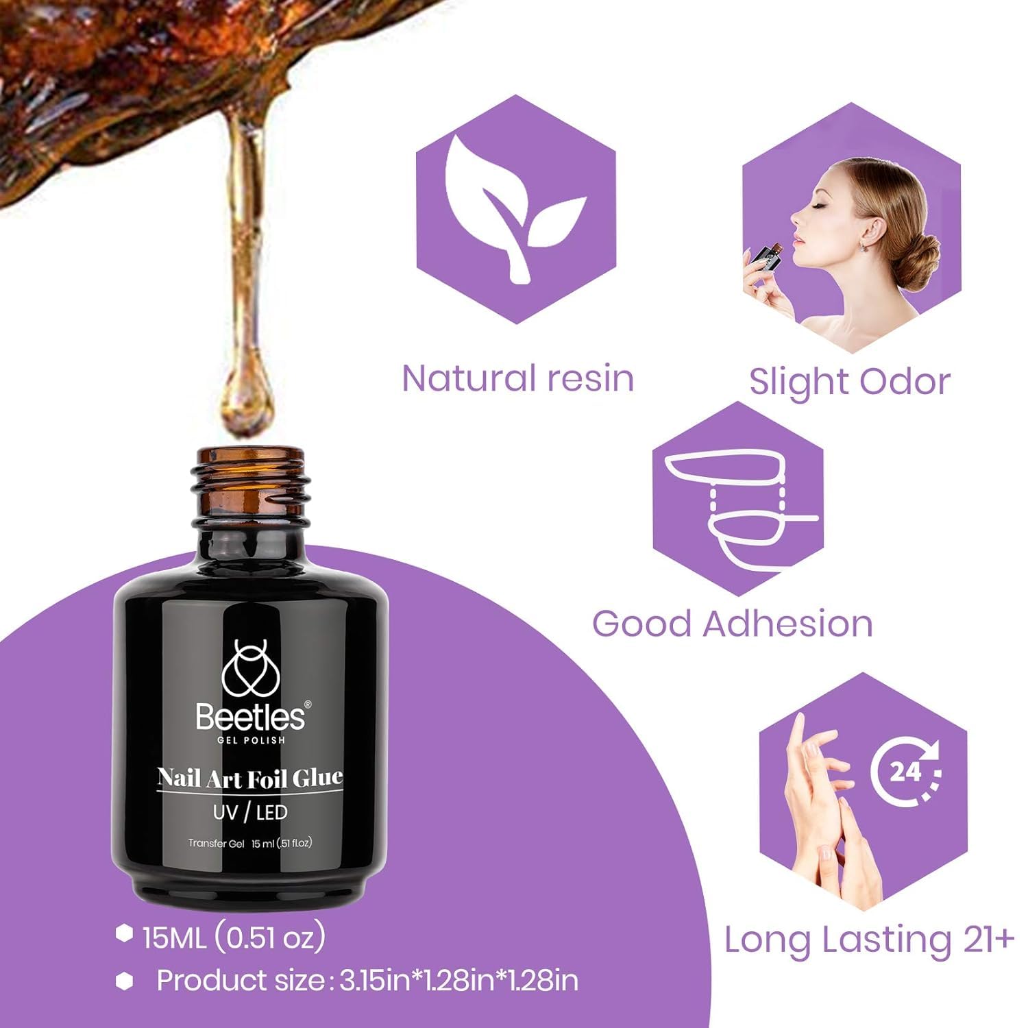 Beetles 15ml Foil Nail Art Gel – Housewarming & Birthday Present for Nail Lovers, Soak-Off Transfer Glue for Stickers and Decals