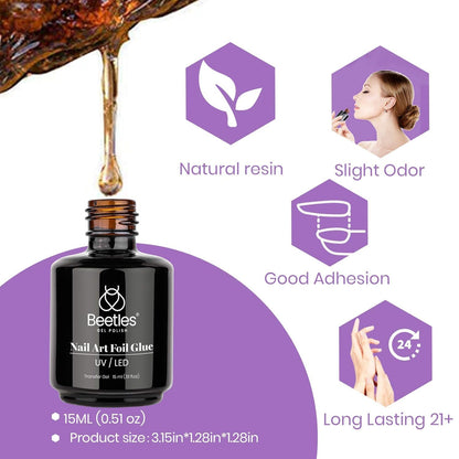 Beetles 15ml Foil Nail Art Gel – Housewarming & Birthday Present for Nail Lovers, Soak-Off Transfer Glue for Stickers and Decals