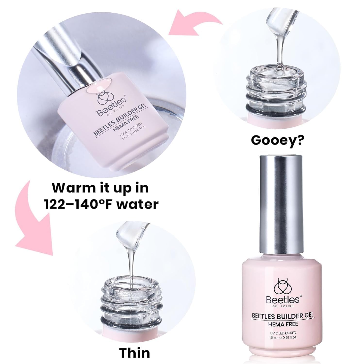 Beetles Clear Builder Gel HEMA-Free – Stress-Free Nail Strengthening Ritual for Sensitive Skin