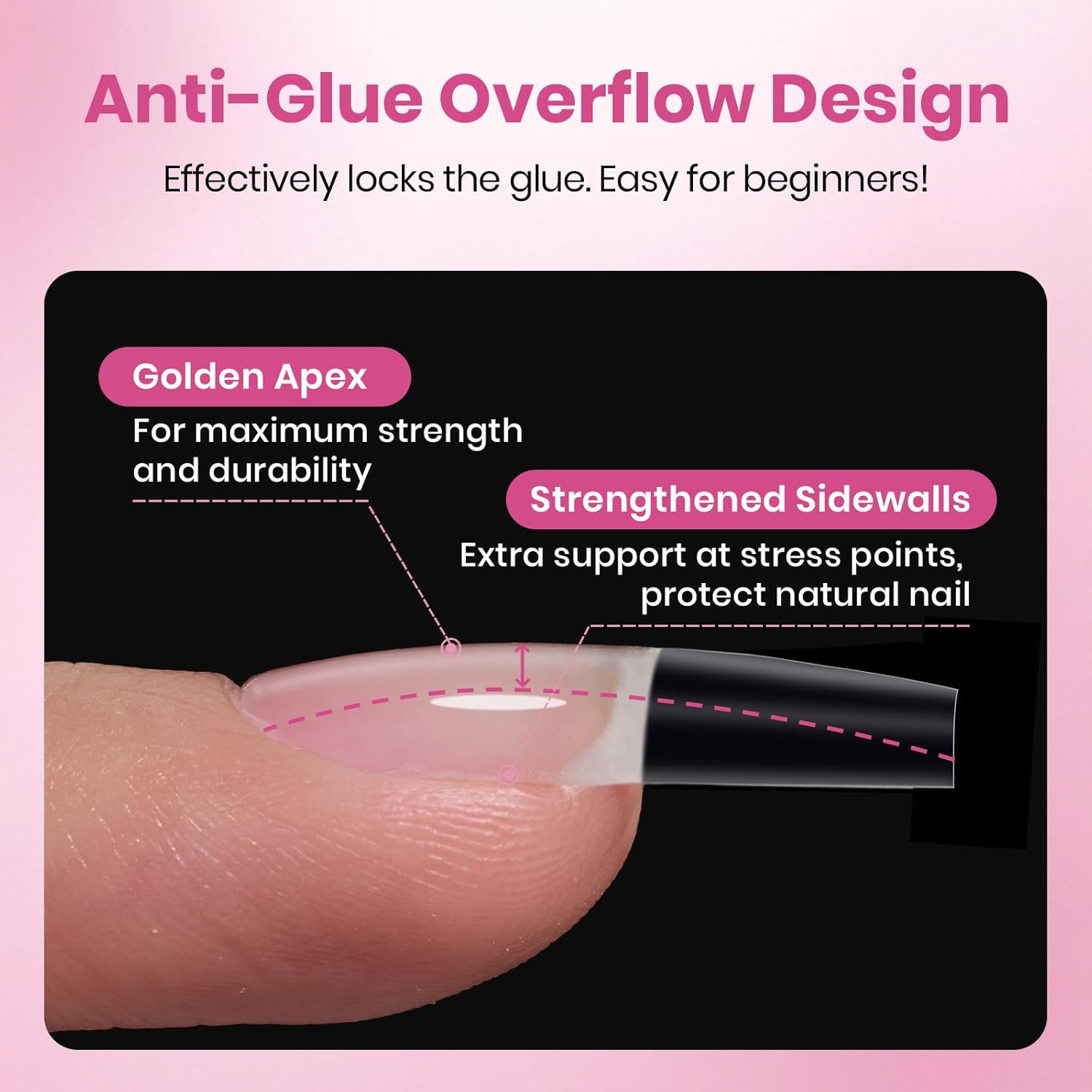 Beetles Gel Nail Tips Flat-X – Calming DIY Manicure Companion for Bath Night Pampering, 16-Size Coffin Press-Ons for Flat & Natural Nail Beds