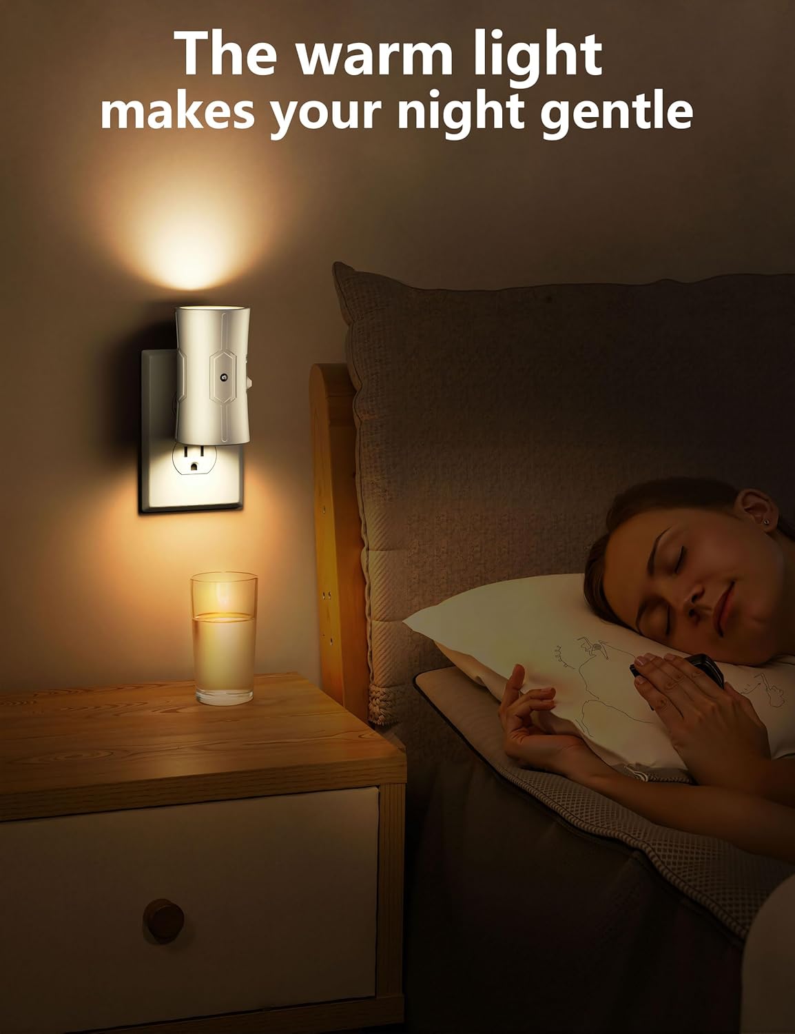 Birthday Gift for Mom and Her Night Light 2 Pack – Cozy Warm White Plug in Nightlight for Bedroom Hallway and Bathroom