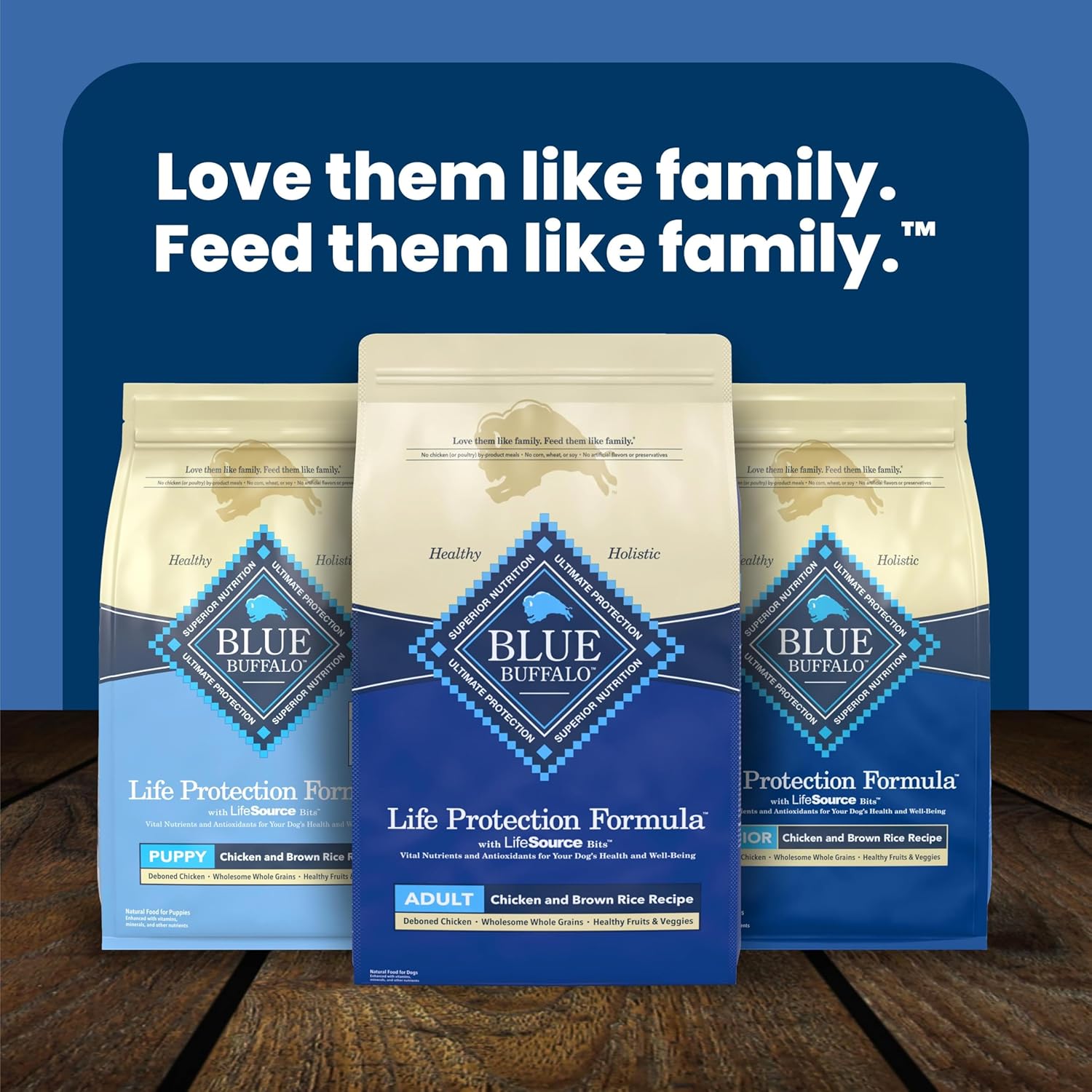 Blue Buffalo Life Protection Formula Chicken & Brown Rice Adult Dog Food – Holistic Wellbeing with Omega 3 & 6 and Antioxidant LifeSource Bits, 24 lb