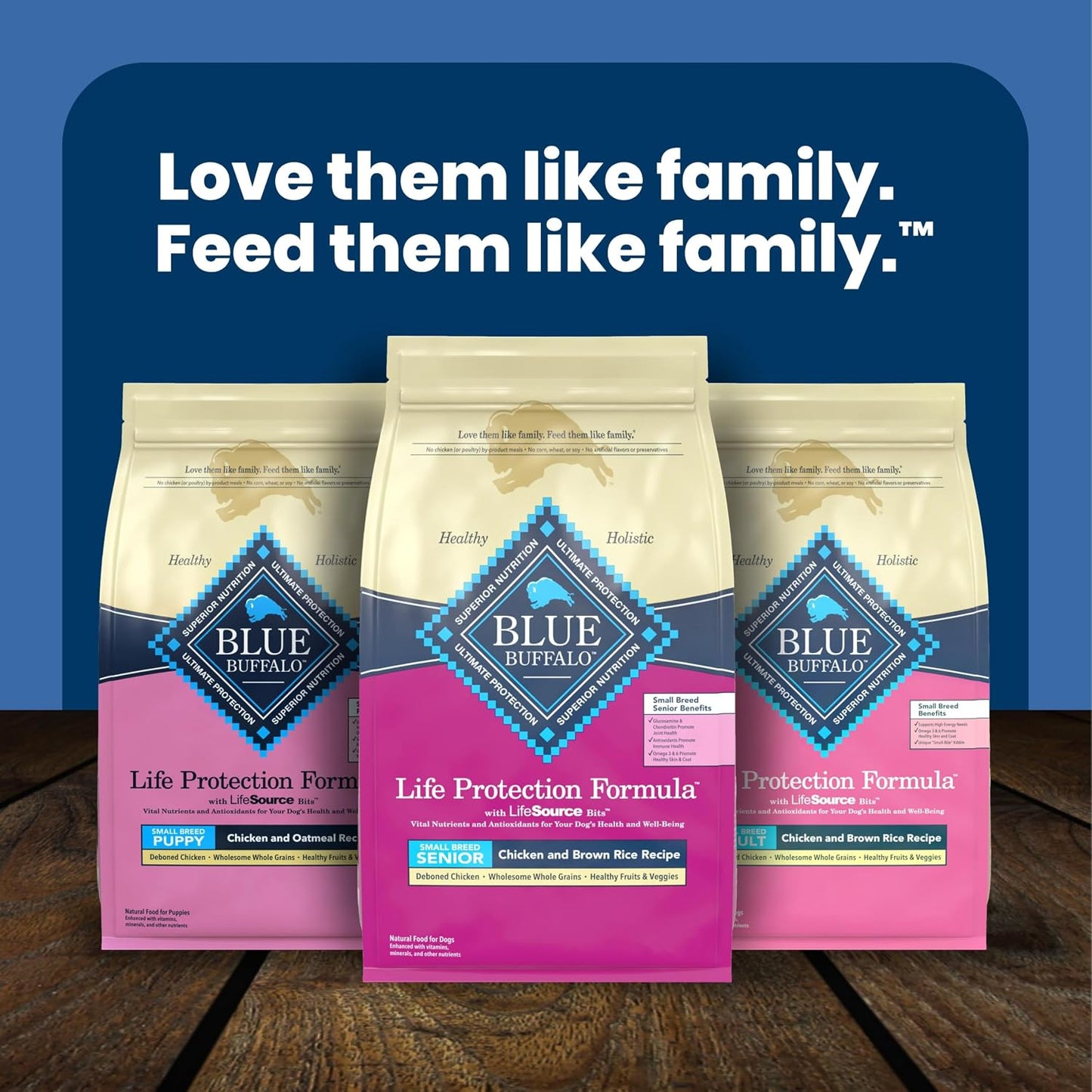 Blue Buffalo Life Protection Formula Small Breed Senior Dog Food – Mindful Daily Feeding With DHA for Cognitive Wellness, 15 lb