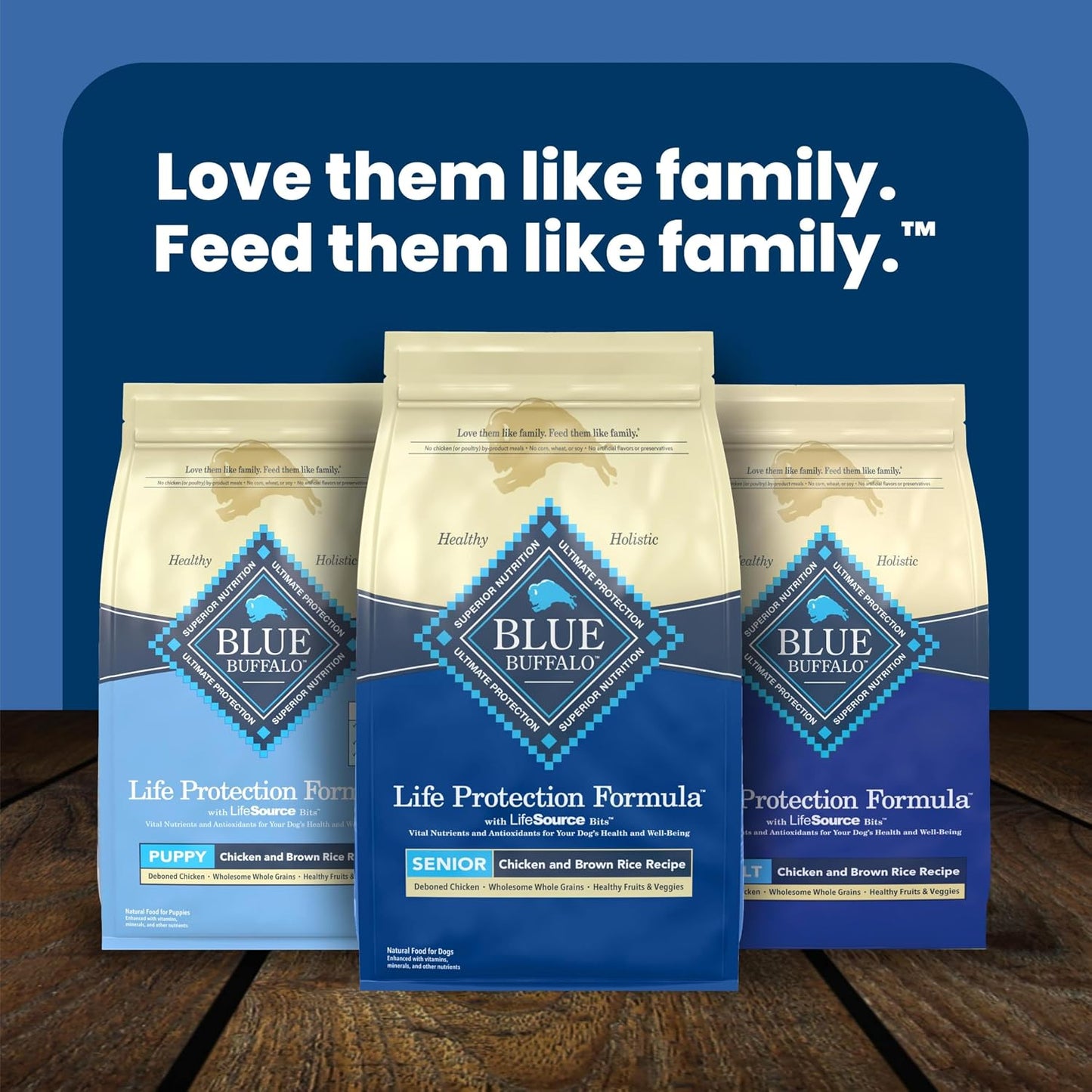 Blue Buffalo Senior Life Protection Chicken & Brown Rice Dog Food – Wellness Nutrition for Older Dogs with Omega Fatty Acids and Prebiotic Fiber, 15 lb