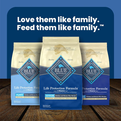 Blue Buffalo Senior Life Protection Chicken & Brown Rice Dog Food – Wellness Nutrition for Older Dogs with Omega Fatty Acids and Prebiotic Fiber, 15 lb
