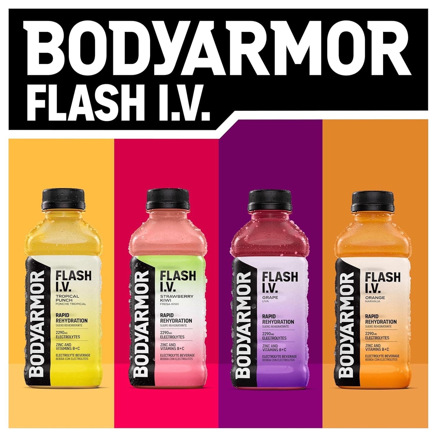 BODYARMOR Flash I.V. Electrolyte Beverage – Office and Commute Hydration with B12 Energy Support, Natural Electrolyte Drink 20 Fl Oz 12-Pack