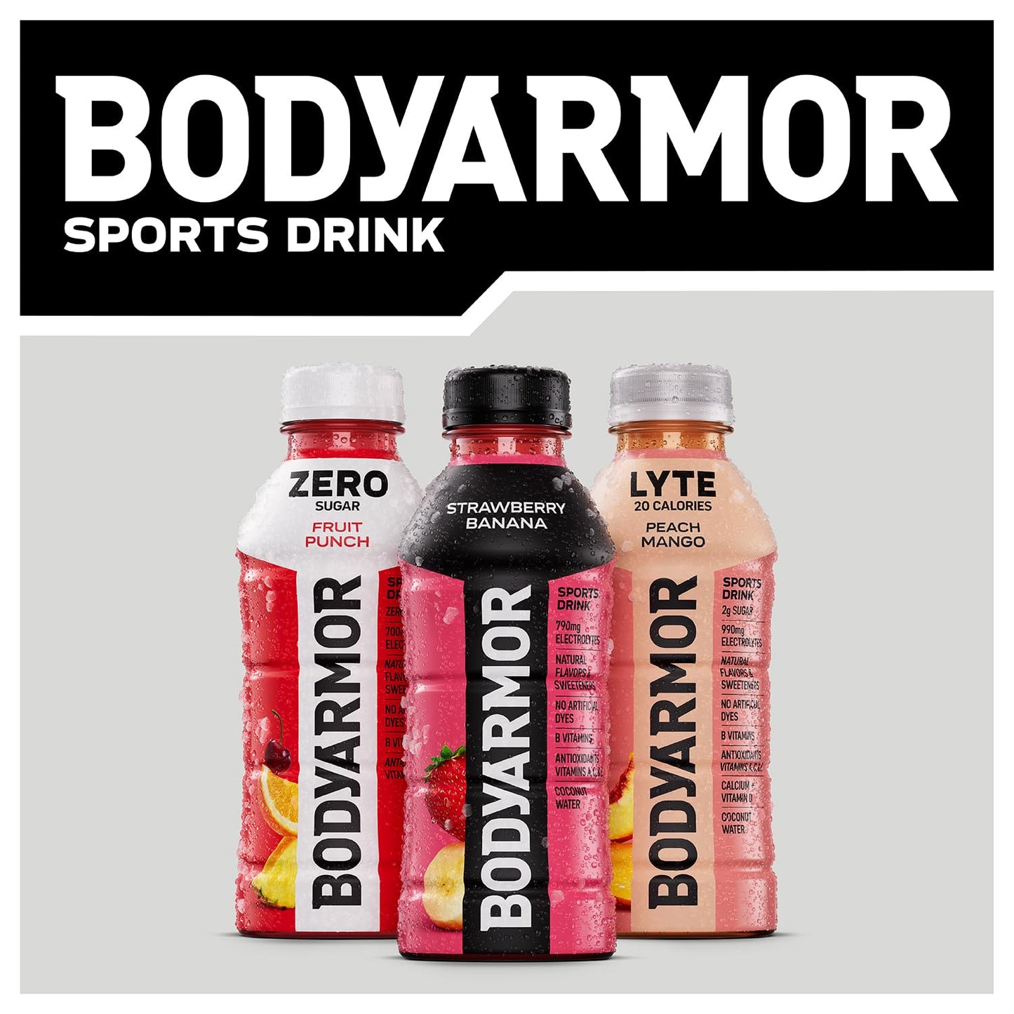 BODYARMOR LYTE Family Friendly Electrolyte Beverage for School Lunch Boxes and Backyard Play, 28 Fl Oz Bottles (15 Pack)