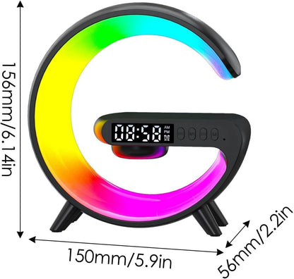 [Brand] Modern G-Shaped Table Lamp – Living Room Accent with Wireless Charger and Speaker