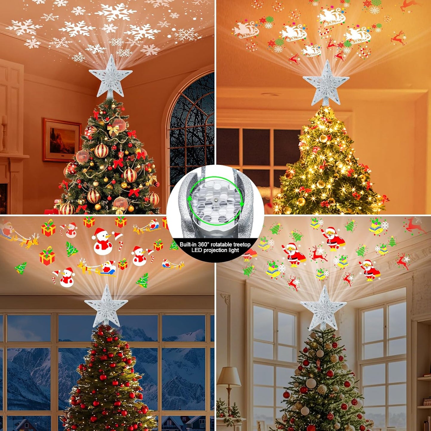 [Brand Name] Christmas Tree Topper with Projection – Easy Holiday Gift for Friends, Comes in Festive Gift Box No Wrapping Needed