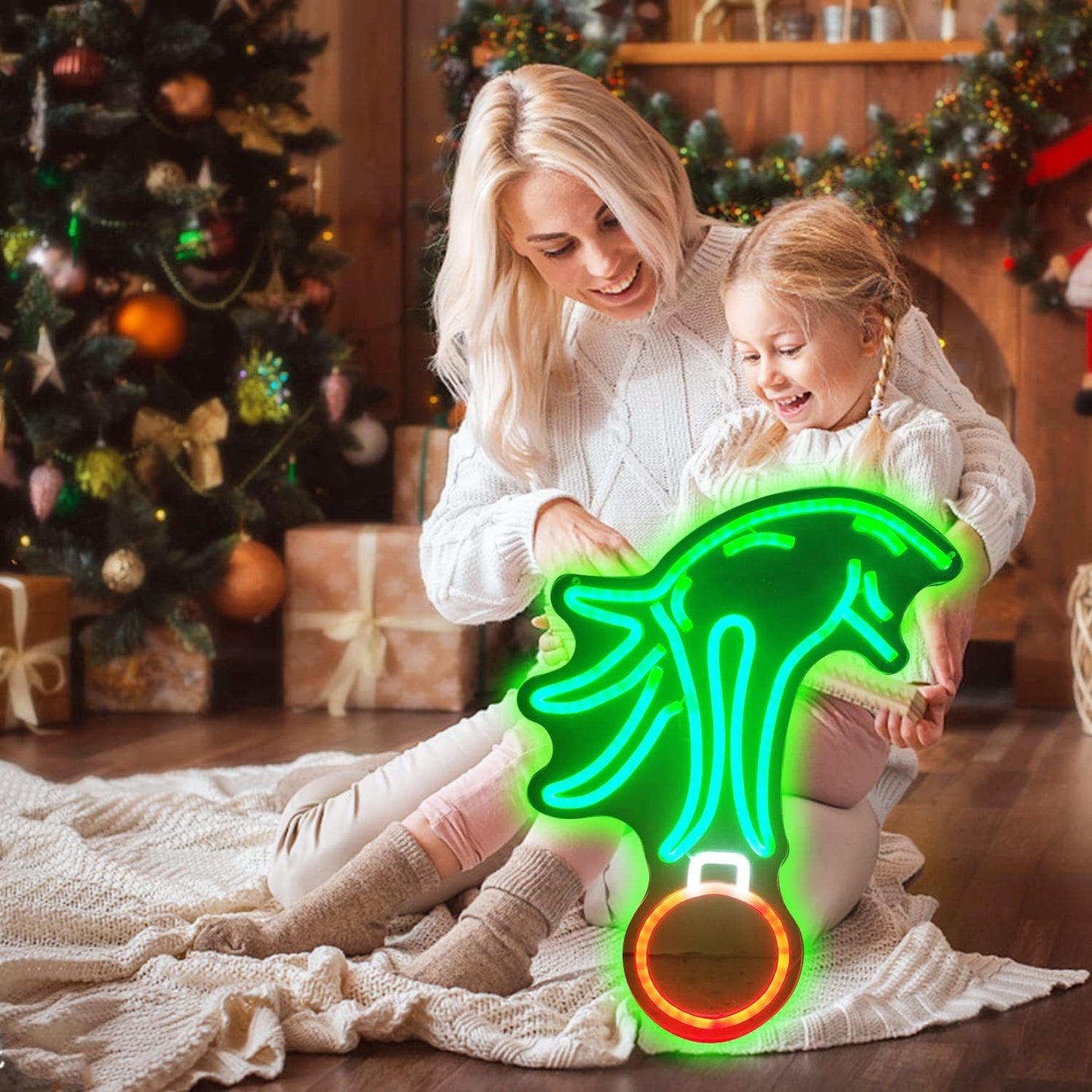 BrandName Dimmable Christmas Neon Light – Thoughtful Holiday Gift for Friends and Couples, Soft Green Glow for Festive Home Ambiance