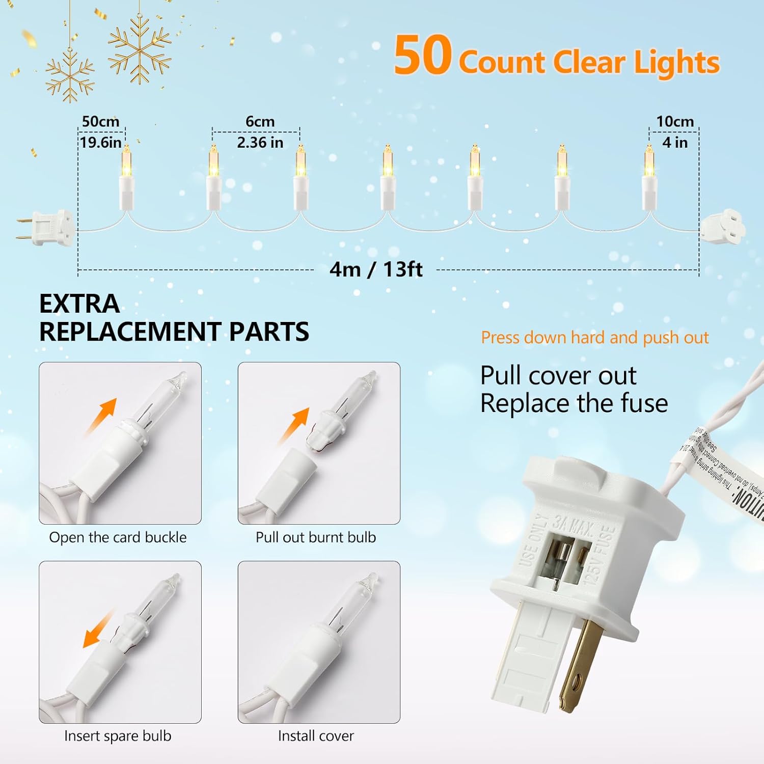 Brightown 50-Count Incandescent Christmas Lights 13ft – Cozy Holiday Gift for Mom, Grandma & the Friend Who Loves Soft Warm Home Lighting