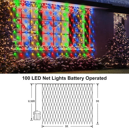 Brightown Cool-to-Touch Net Lights Battery Powered – Child and Pet Safe Holiday Lighting with Auto Timer