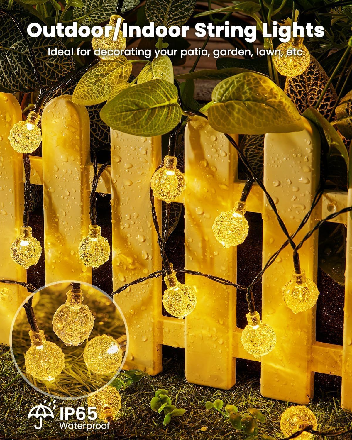Brightown Solar String Lights – Valentine's Day Gift for Her with Romantic Warm White Patio Ambiance