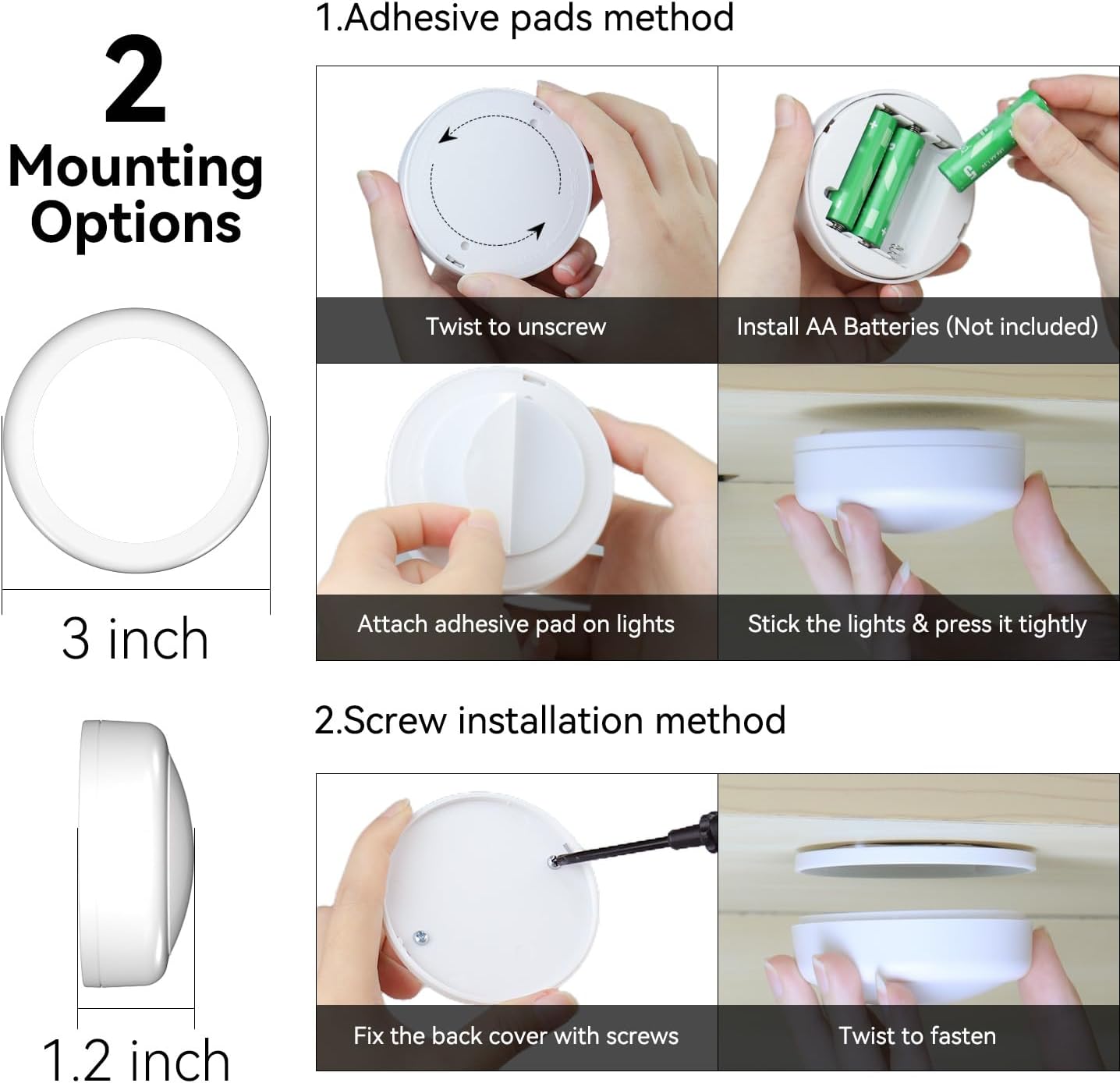 Brilliant Evolution Smoke Free Color Changing Puck Lights, No Flame Battery Night Light for Nursery and Senior Living