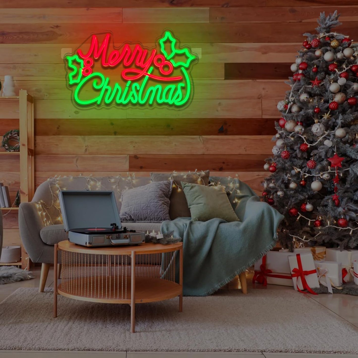 BriteLit Merry Xmas Neon Light – USB Powered Dimmable Wall Decor, Cozy Work From Setup and Creative Studio Holiday Accent