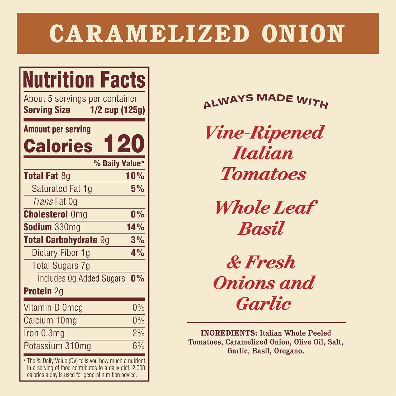 caramelized onion and tomato flavor profile for richer, sweeter taste without added sugar