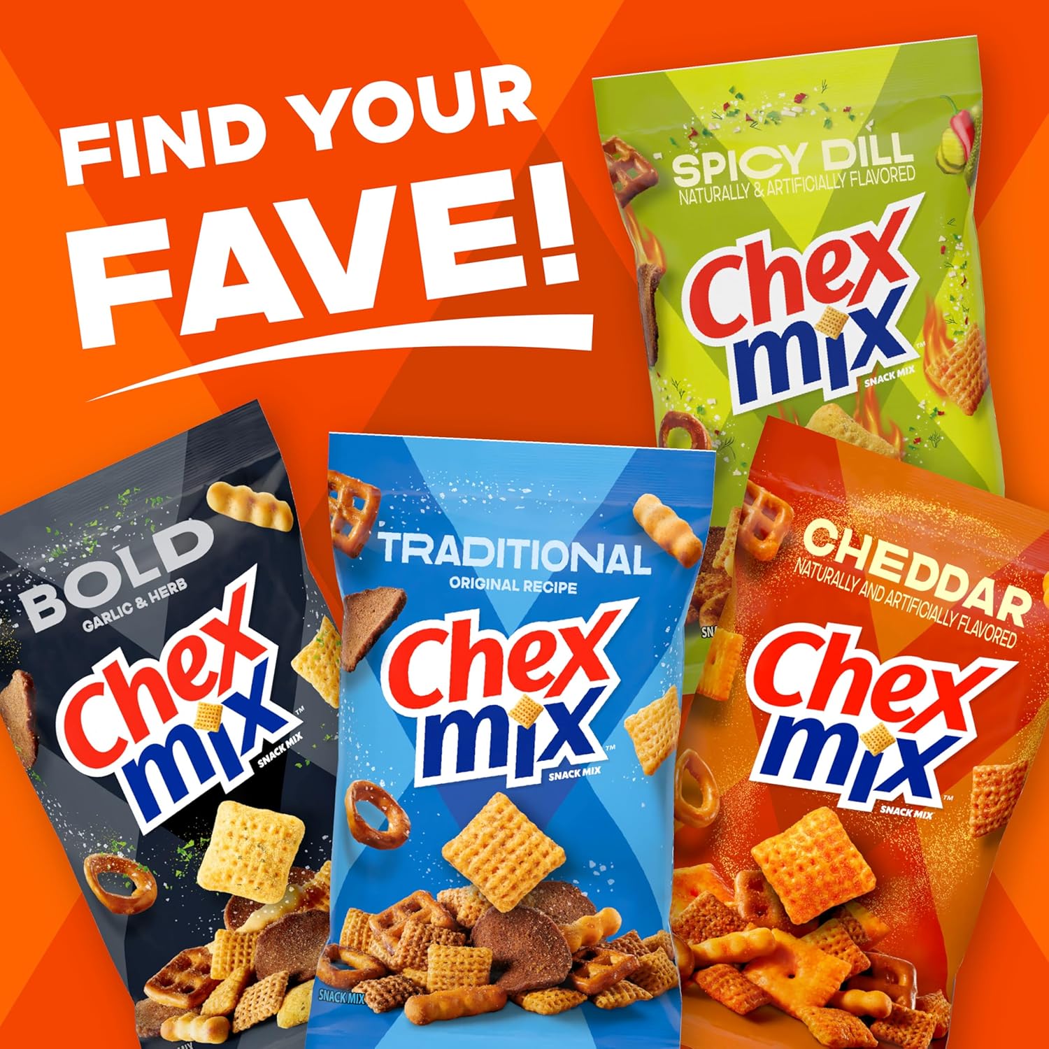 Chex Mix Cheddar Snack Mix – Kid-Friendly Road Trip Snack for the Car, 13.5 oz